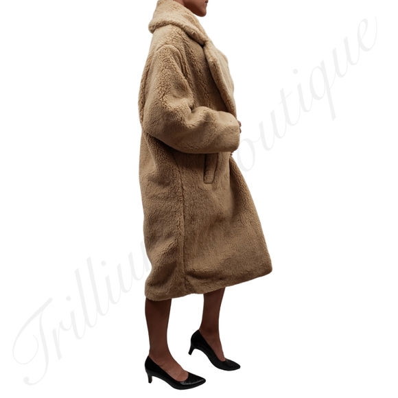 ABERCROMBIE & FITCH Women's Oversized Long-Length Sherpa Teddy Coat XS Petite - Picture 5 of 12